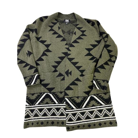 Frye Women's Aztec Southwestern Long Cardigan, Women's L, Green/Black Cozy‎ - Picture 1 of 8